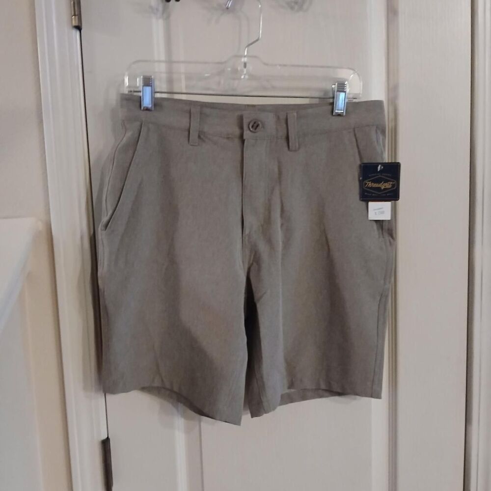 NWT Threadgrit khaki moisture wicking performance shorts UPF protection Mens 29